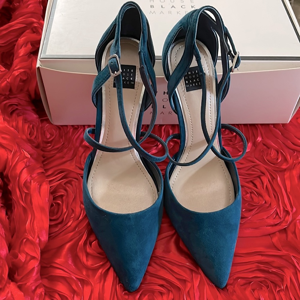 White House Black Market Suede Strappy Heels